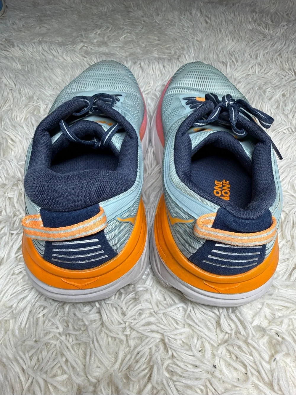 Hoka One One Women's Light Blue with Orange & Pink Running Shoes